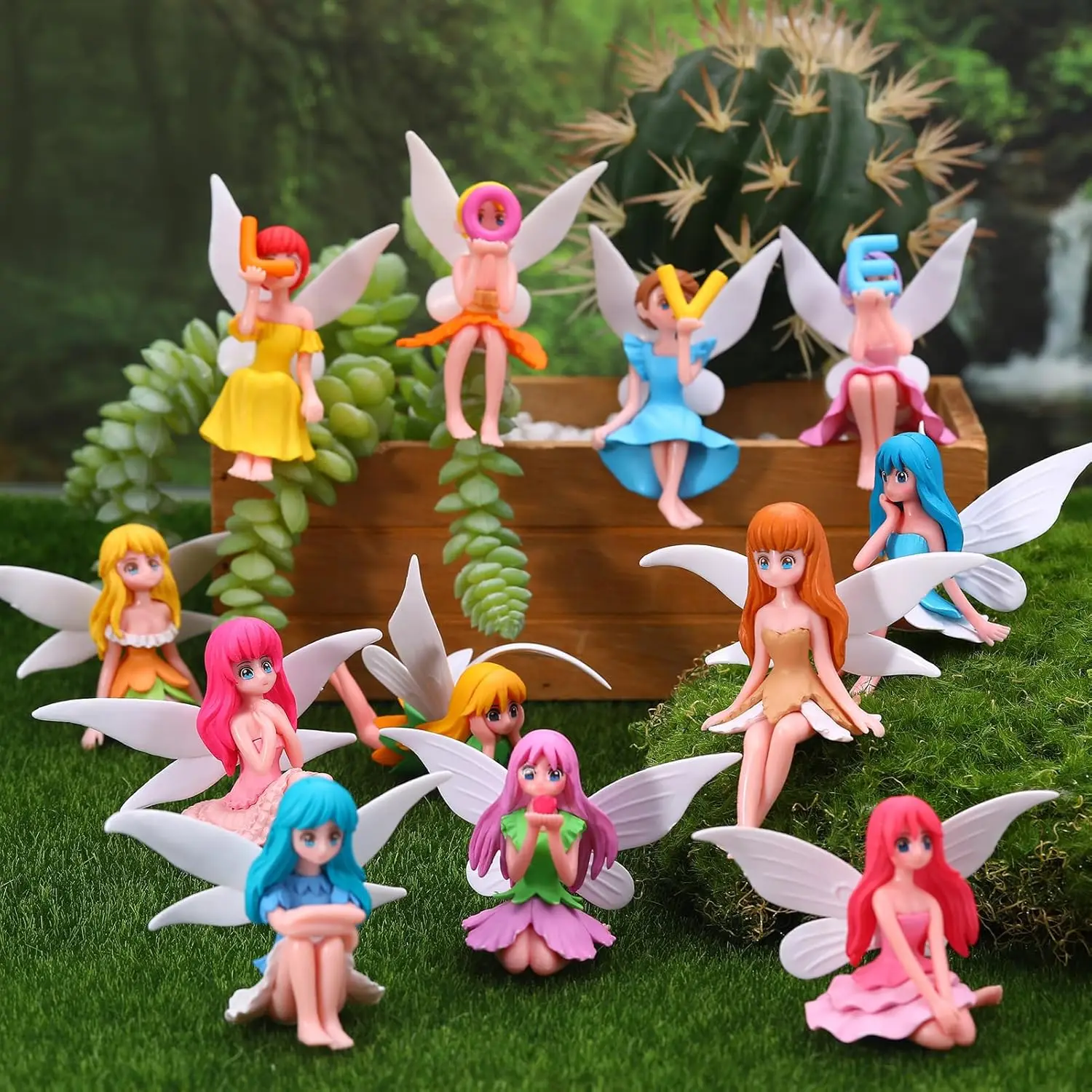 4 Pcs Miniature Fairy Figurines, Hand-Painted Small Flower Fairies with Wings for Garden Decor, Cake Topper & Landscapes