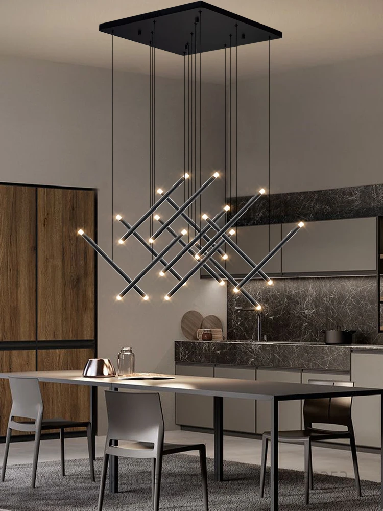 Modern LED Long Pendant Light Villa Living Room Ceiling Light Suspended Staircase Chandelier Dining Room Bedroom  Pendent Lamp