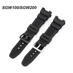 Black Silicone Rubber Watchband for Casio G-Shock SGW-100 SGW-200 Men Women Sport Waterproof Replace Watch Strap Band Bracelet