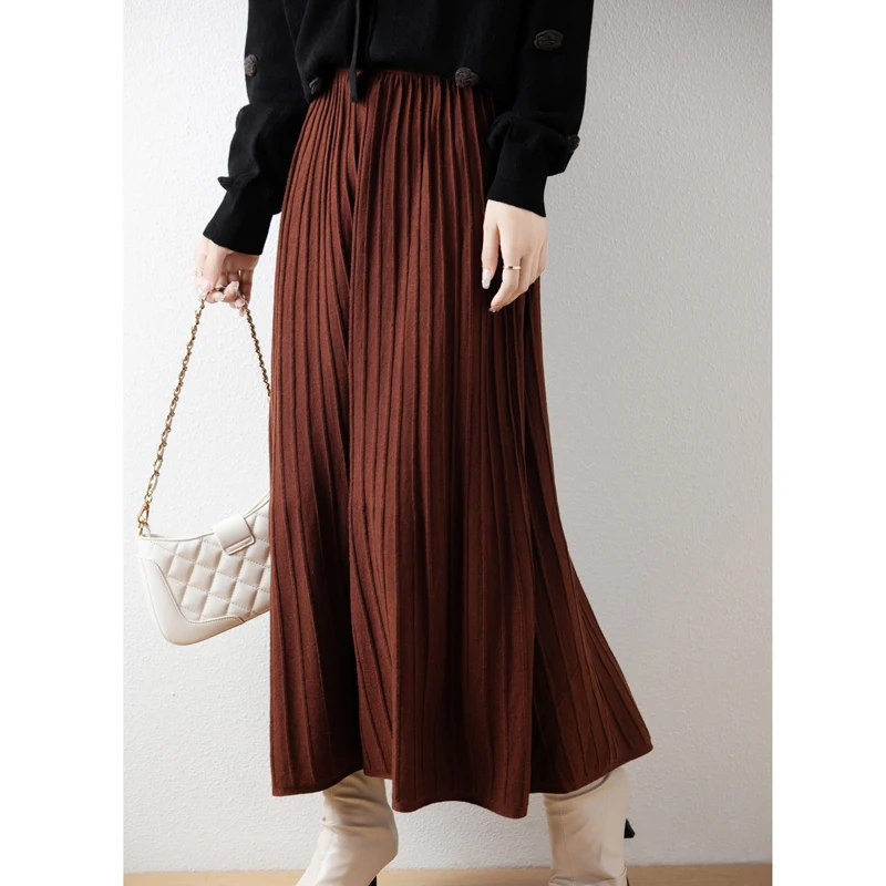 Wool women fashion solid pleated mini skirt slim stretch waist women fashion women skirt