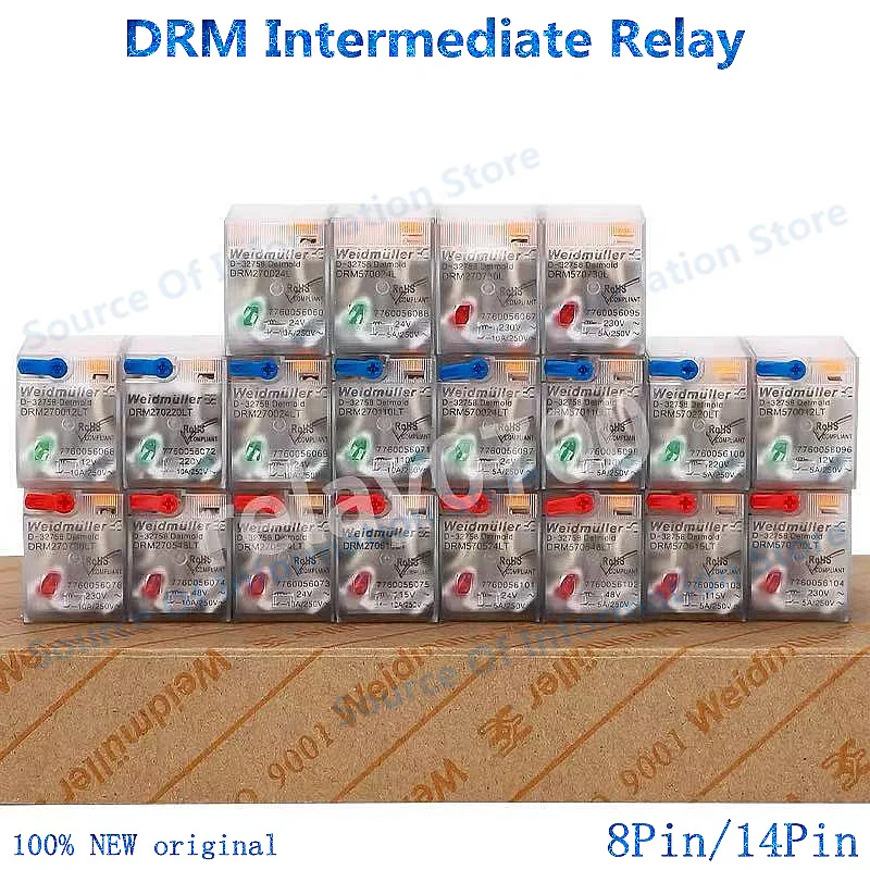 5Pcs Weidmüller DRM270024LT/270730LT/570024LT/570730LT/570110LT/570615LT Intermediate Relay 8Pin/14Pin 100% New