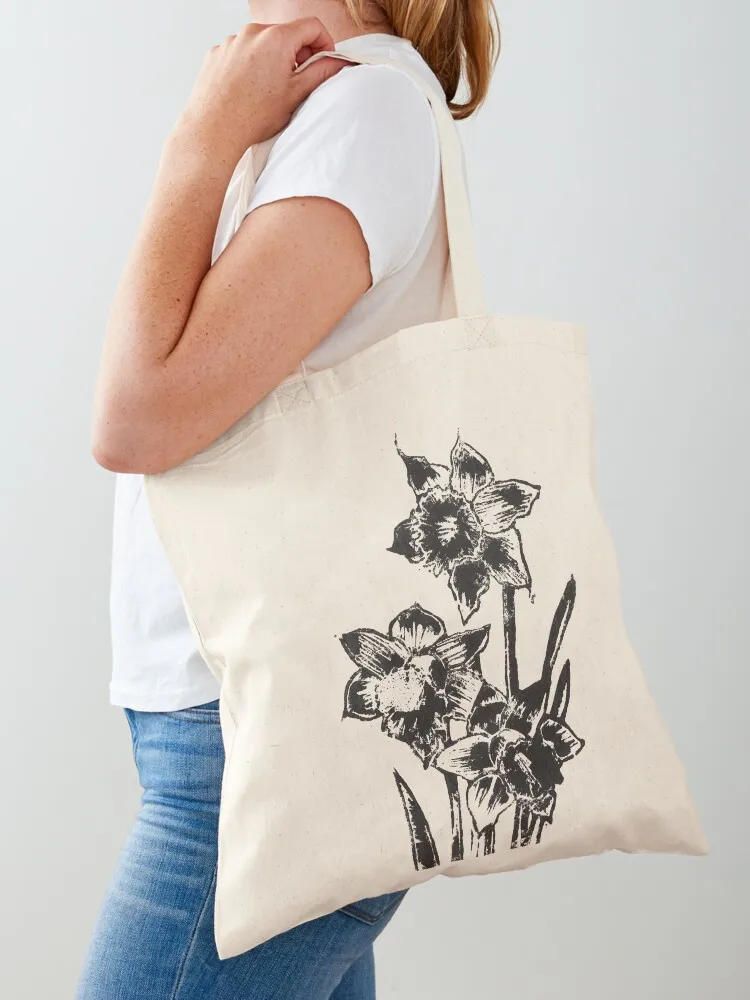 

Daffodils linocut Tote Bag canvas bags Shopper bag large size bags Shopper handbag