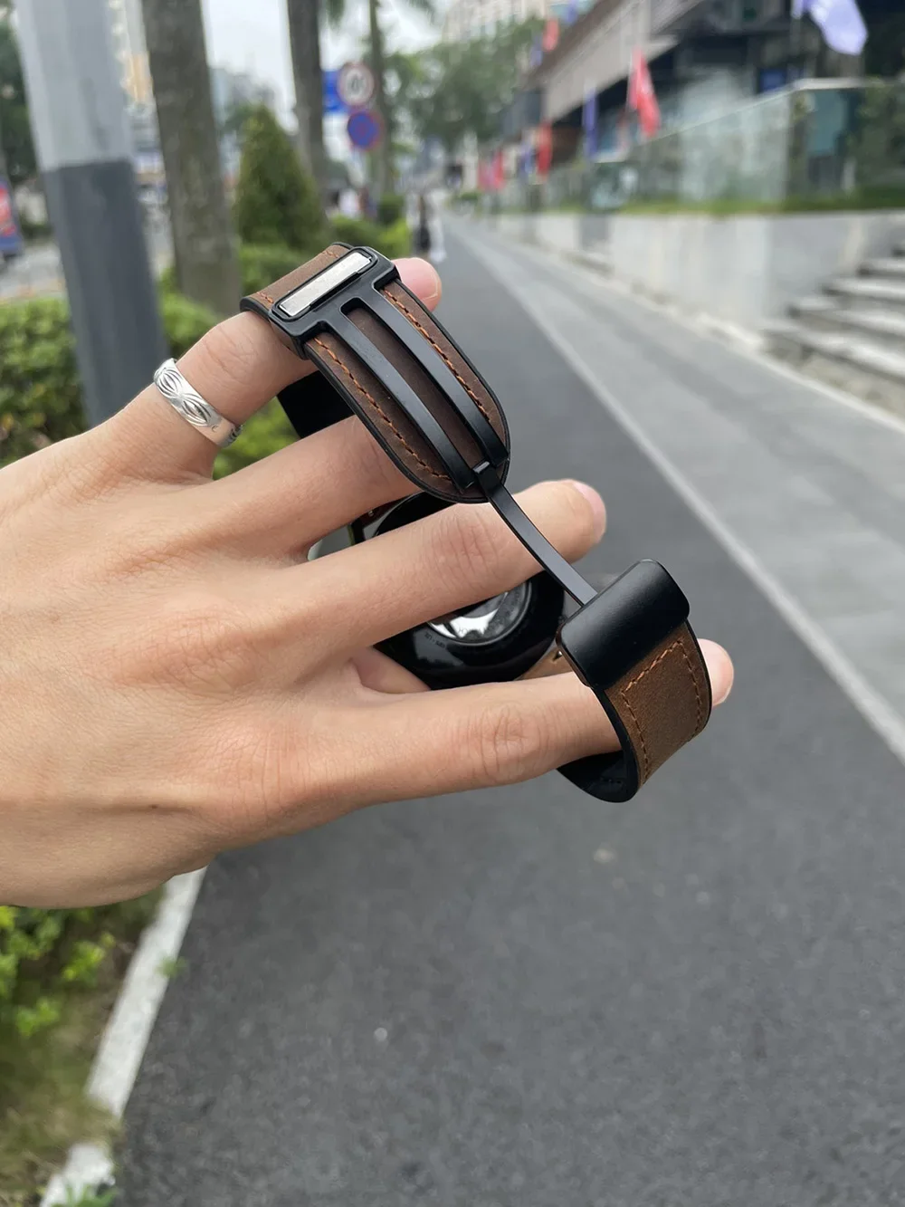 Leder-Silikonarmband für Samsung Galaxy Watch 4, 5, 6, 7, 40 mm/44 mm, Magnetband für Galaxy Watch 4/6 Classic 43 47 mm 42 46 mm