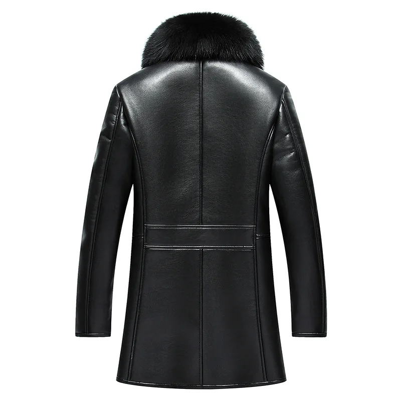 Hot Winter New Formal Leather Jacket Male Fur One Turn-down Collar Natural Sheep Skin Jackets 2025 Men's Slim Trend Warm Coats view 4