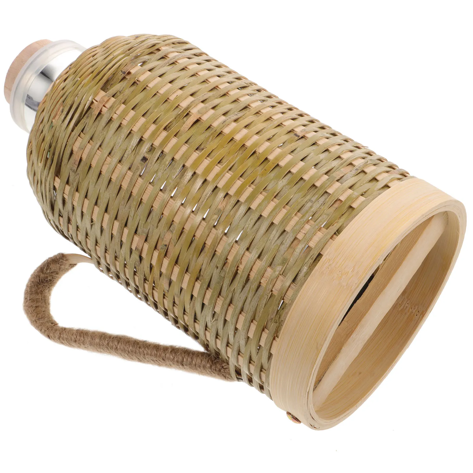 

Bamboo Woven Insulation Water Bottle Vintage Thermal Kettle for Home Office Use Retro Style Heat Preservation Glass Bottle with