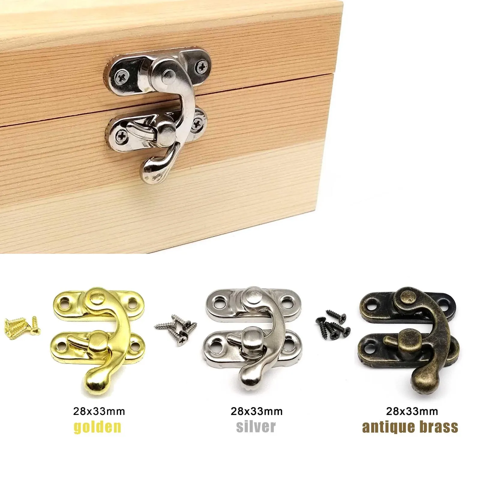 12pcs Wooden Box Toggle Latch Hasp Hook Lock Closure for Jewelry Chest Gift Wine Case Leather Bag Handbag Suitcase with Screw