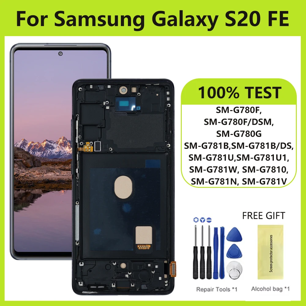 TFT Screen For Samsung S20 FE SM-G780F SM-G780F/DSM SM-G780G LCD Display With Frame Touch Screen Digitizer Assembly Replacement