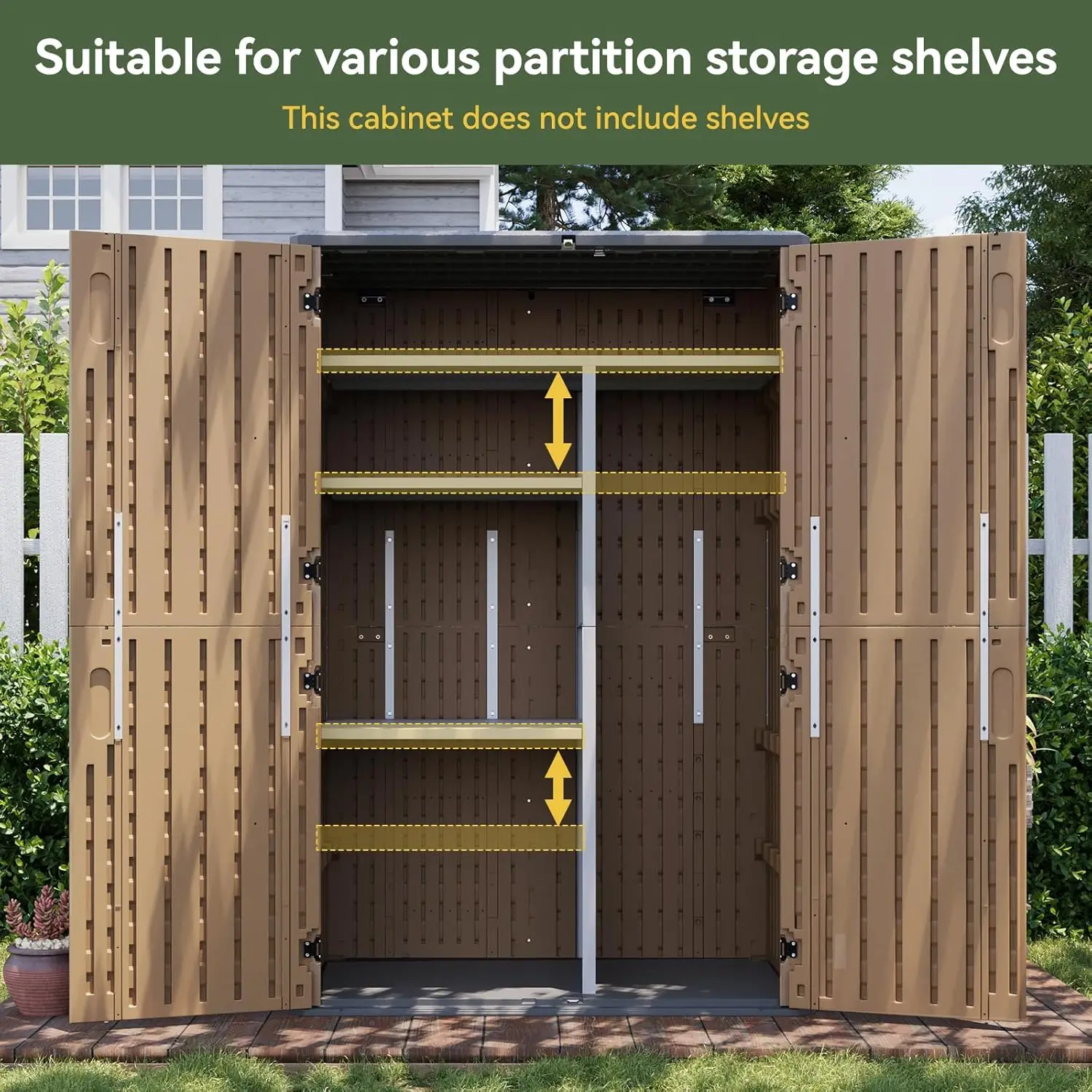 64 Cu.Ft Large Vertical Resin Outdoor Storage Shed With Floor Waterproof Storage Cabinet for Garden Backyard Tools