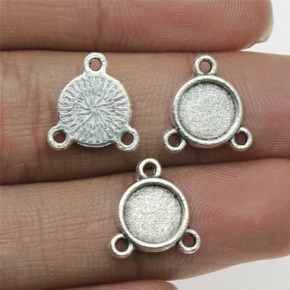 Fit 8mm 10mm 12mm 14mm 16mm 18mm 20mm 25mm 30mm Round 3 Holes Connector Style Pendant Base Jewelry Making Accessories