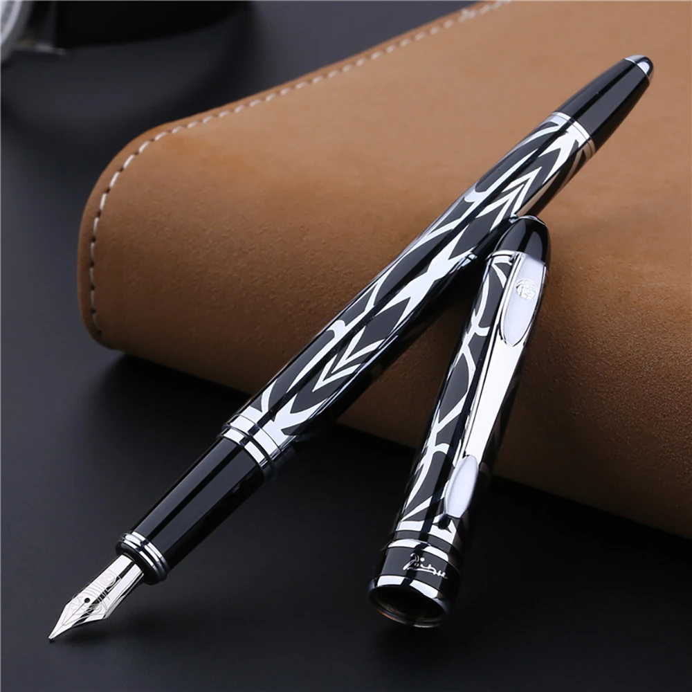 Picasso 901 Metal Fountain Pen Amorous Feeling of Paris Fine Nib 0.5mm Black & Silver Office Business School Writing Gift Pen