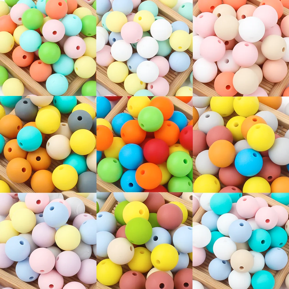 

50Pcs Baby Silicone Beads 15mm Round Pearl Beads Food Grade Teething Teether DIY Pacifier Clips Nipple Holder Chew Accessories