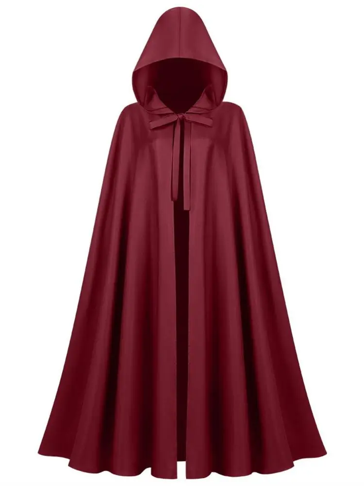 Medieval Sle Hooded Robe loween Wizard Monk Cloak Women's Ethnic Costume Stage Performance Traditional Chinese Winter Fa...