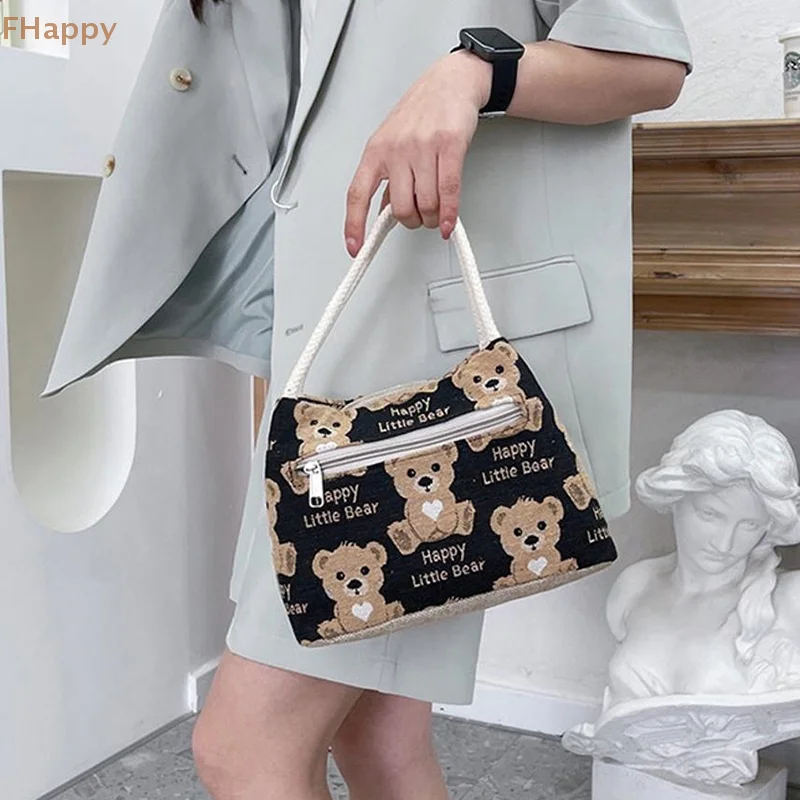 Large Capacity Tote Picnic Drink Lunchbox Bag Cartoon Bear Lunch Bags For Women Portable Outdoor Office Food Bags