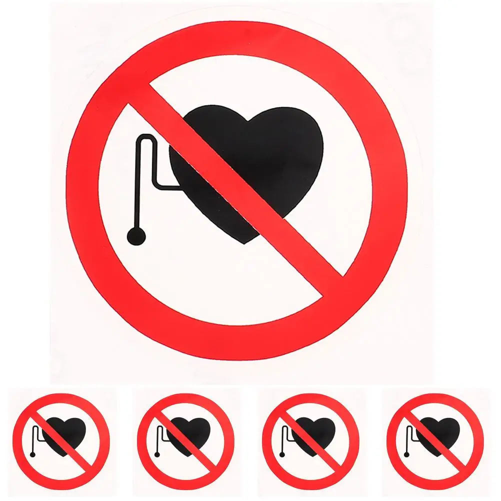 5 Pcs Warning Sign Sticker Logo Stickers Adhesive Label Security Caution Safety Self-adhesive Vinyl Waterproof