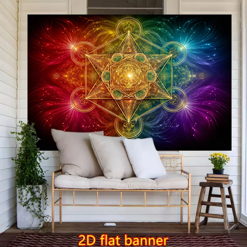 Bohemian Boho Abstract Cosmic Mandala Tapestry Wall Hanging Sacred Geometry Boho Chic Art Decor for Living Room Bedroom Home