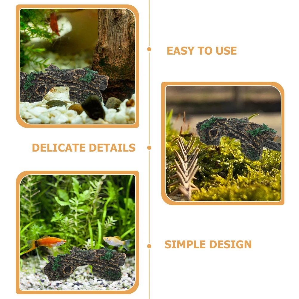 

2pcs Simulated Wood Reptile Hidden House Natural Resin Cave nament Terrarium Tank Accessories Durable Shelter Safe Environment
