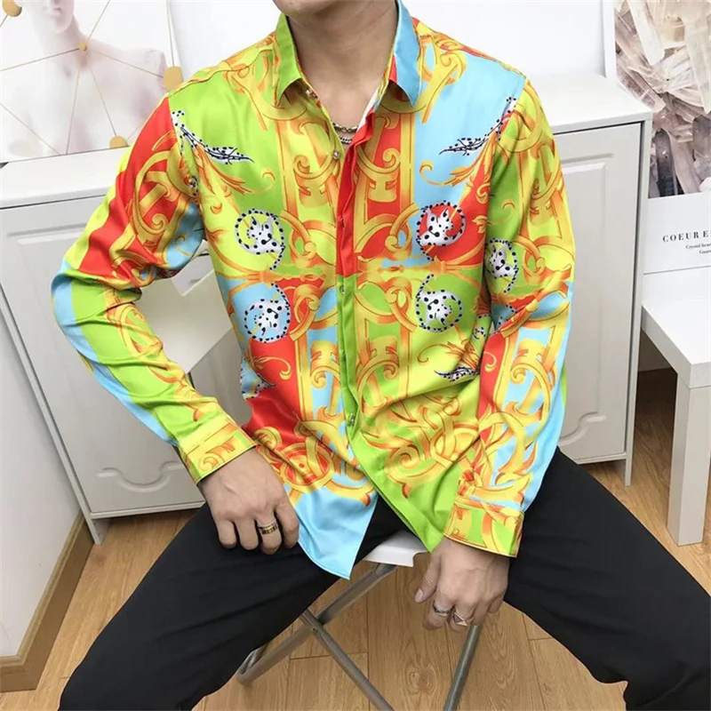 

Luxury Spring Mens Hawaiian Oversize Chemise Homme Meth Women Retro Floral Male Long Sleeve Print Dress Slim Fit Party Shirts