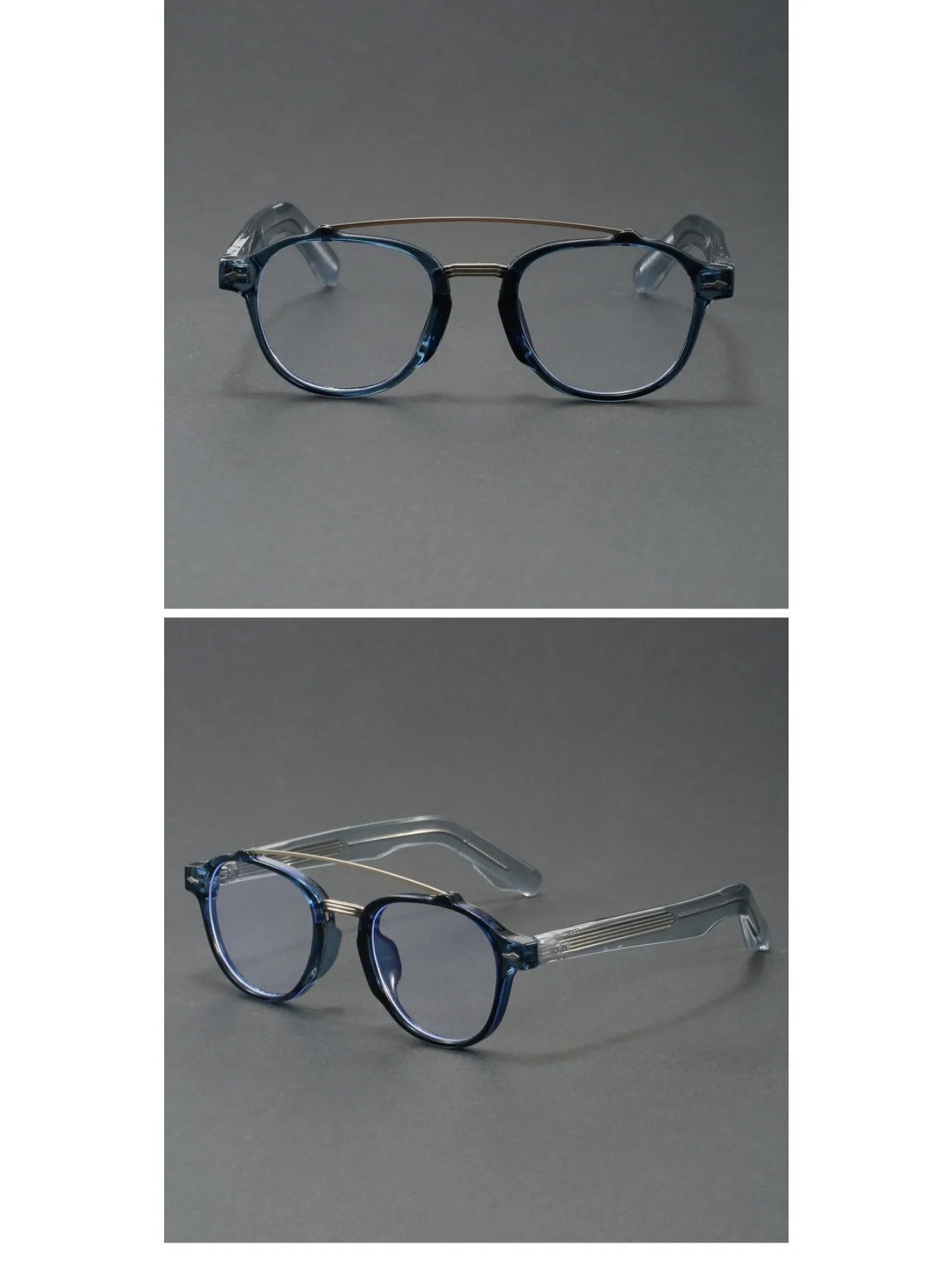 Designer-Nischenbrillengestell für Herren: Retro-Doppelsteg-Brille mit dickem, breitem Rahmen, modisch und künstlerisch, Vollrand-Brille für klare Sicht – Detail 3