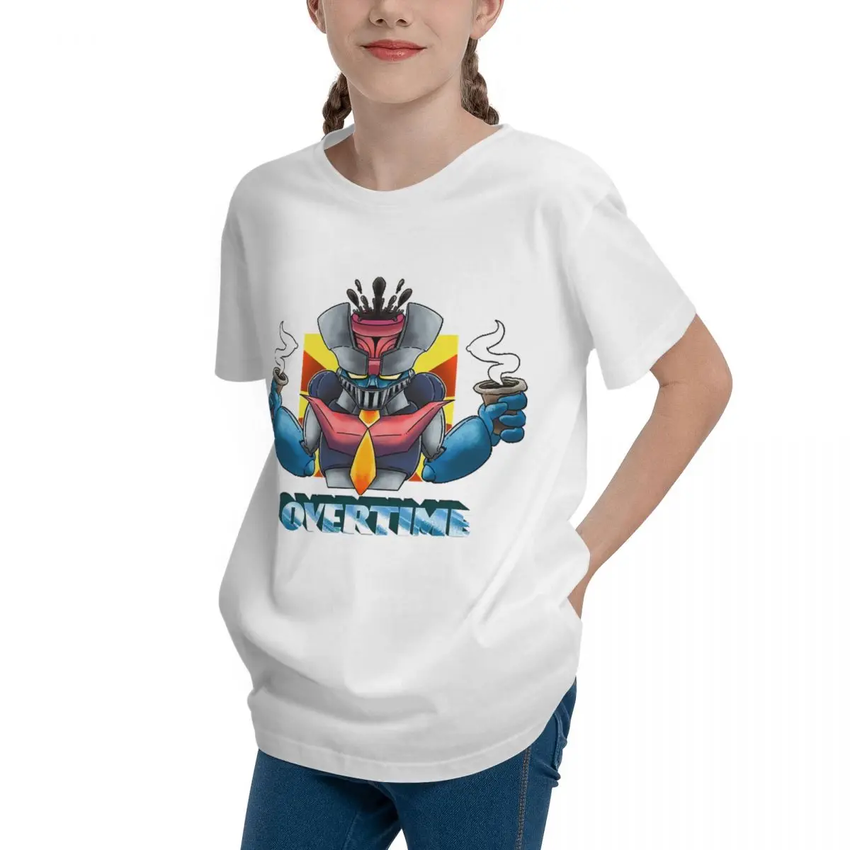 Teeanger Mazinger ZZZ Overtime For Sale Basic Short Sleeve T-Shirt Humor Sexy T-shirts Cute High grade