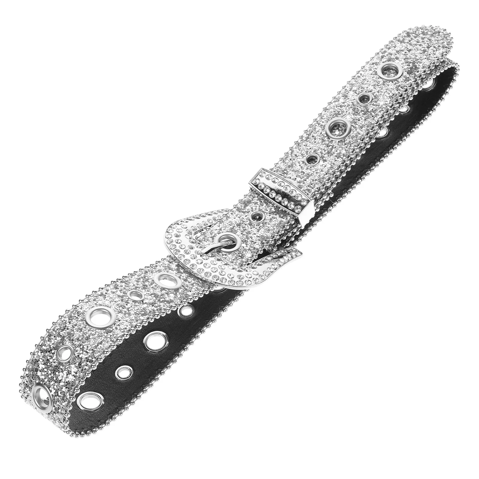 

Rhinestone Belts for Women Wide Waist Belt Silver S Fashion Accessory Dressy Sparkly Embellished Glamorous Design JE123