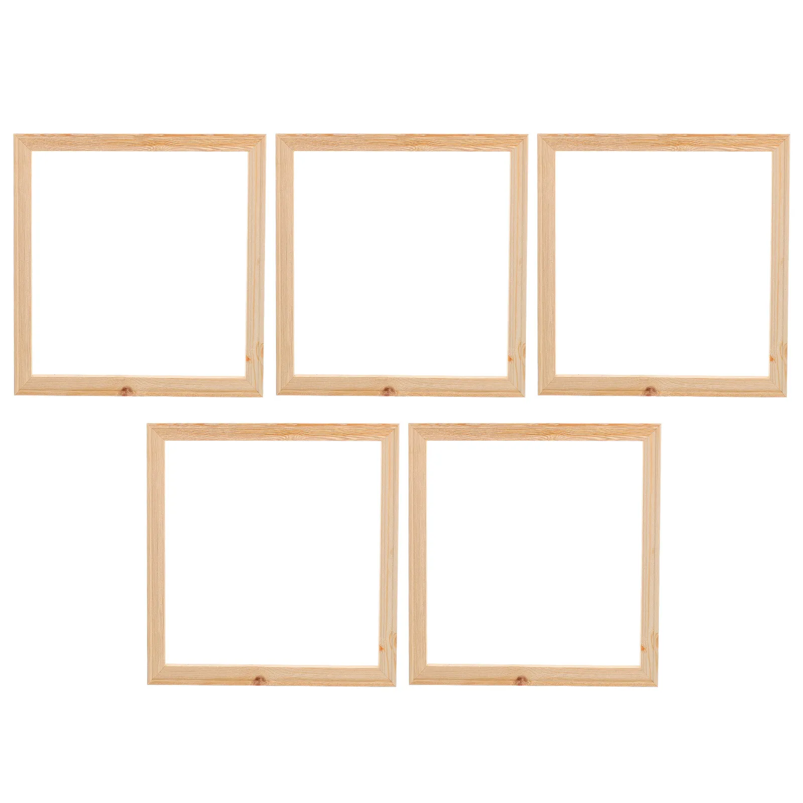 5Pcs Wooden Picture Frames Solid Pine L Shape Photo Painting Frames 30x30cm Smooth Finish No Deformation Home Decor