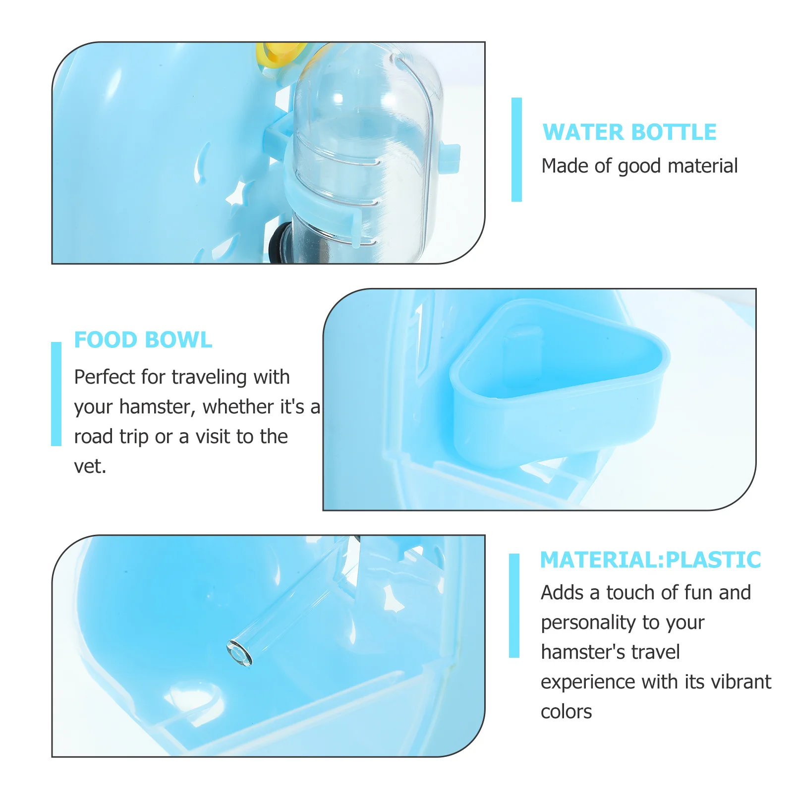 

Portable Hamster Cage Travel Case Sturdy Plastic Small Pet Carrier Handle Design Water Bottle Food Bowl Included