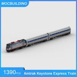 MOC Building Blocks Amtrak Keystone Express Train Pack Model Transportation DIY Assemble Bricks Collection Creative Toys Gifts