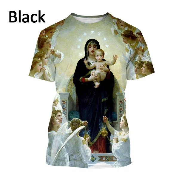 2023 Fashion Creative Blessed Virgin Mary Print Unisex 3D T-Shirt Personality Stylish Casual Short Sleeve Tops S-5XL