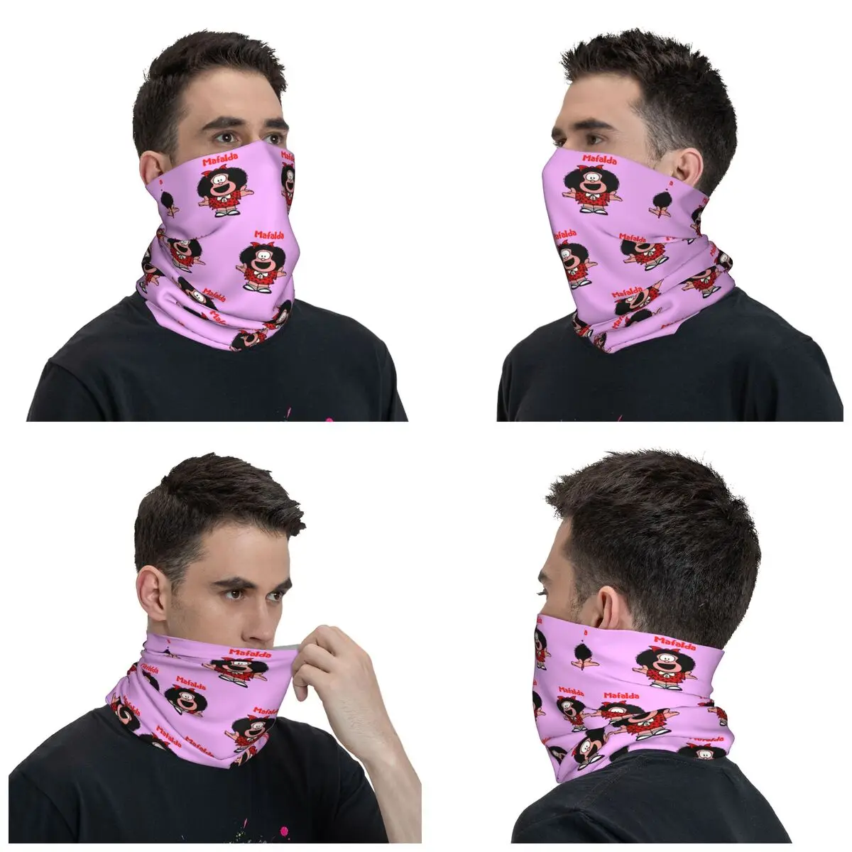 Classic Comic Mafalda Bandana Winter Neck Warmer Men Windproof Wrap Face Scarf for Ski Quino Cartoon Gaiter Headband