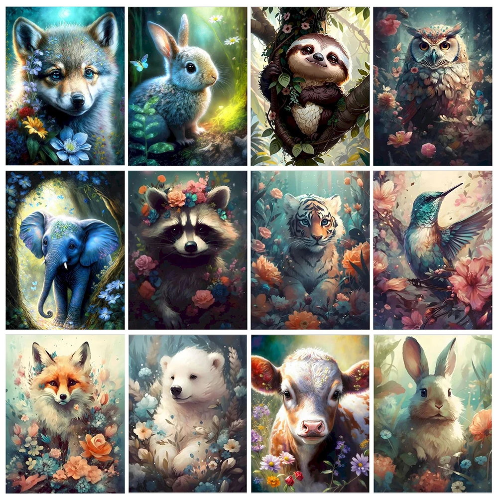 

DIY Paint by Numbers Kit Forest Animals Acrylic Digital Painting DIY Paint by Numbers Canvas Art