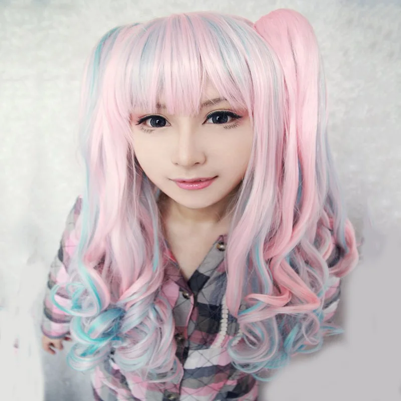 HAIRJOY Synthetic Hair Wig Japan Gyaru Wig Cospaly Wig with 2 Clips Ponytails
