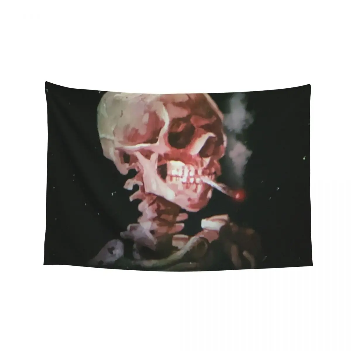 

Skull of a Skeleton with Burning Cigarette Tapestry Room Decorations Aesthetics Wallpaper For Bedroom Art Mural Tapestry