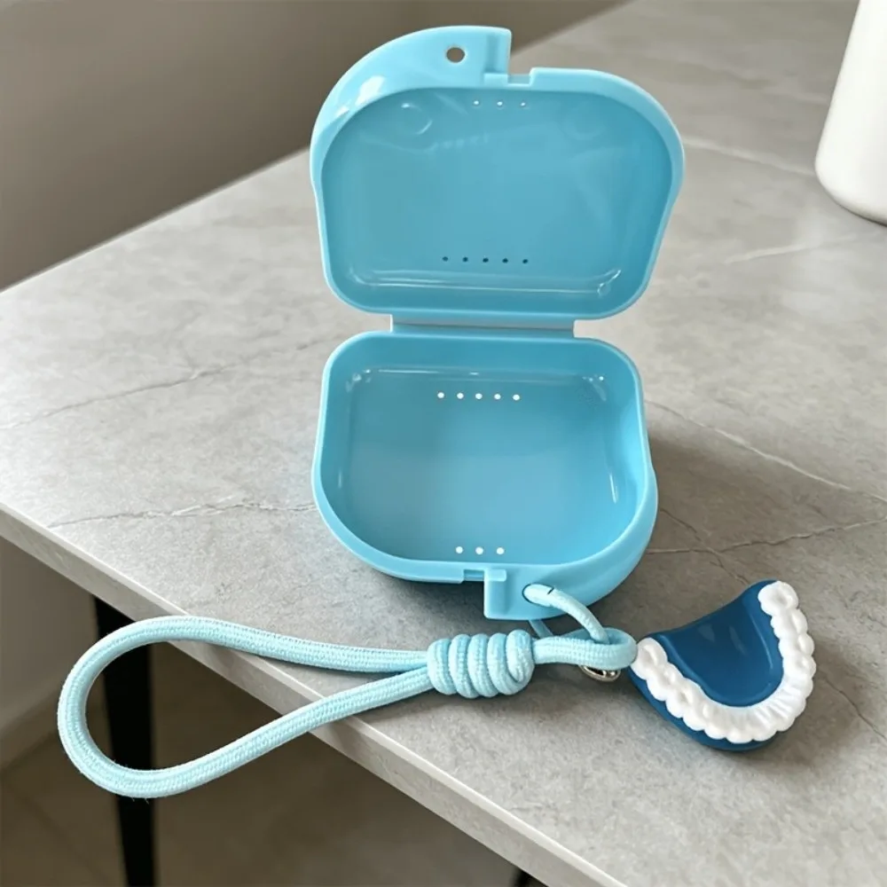 Secure Multi-Functional Invisible Braces Box Ventilated Bag Lanyard Orthodontic Aligner Storage Case Woven Lanyard Keychain