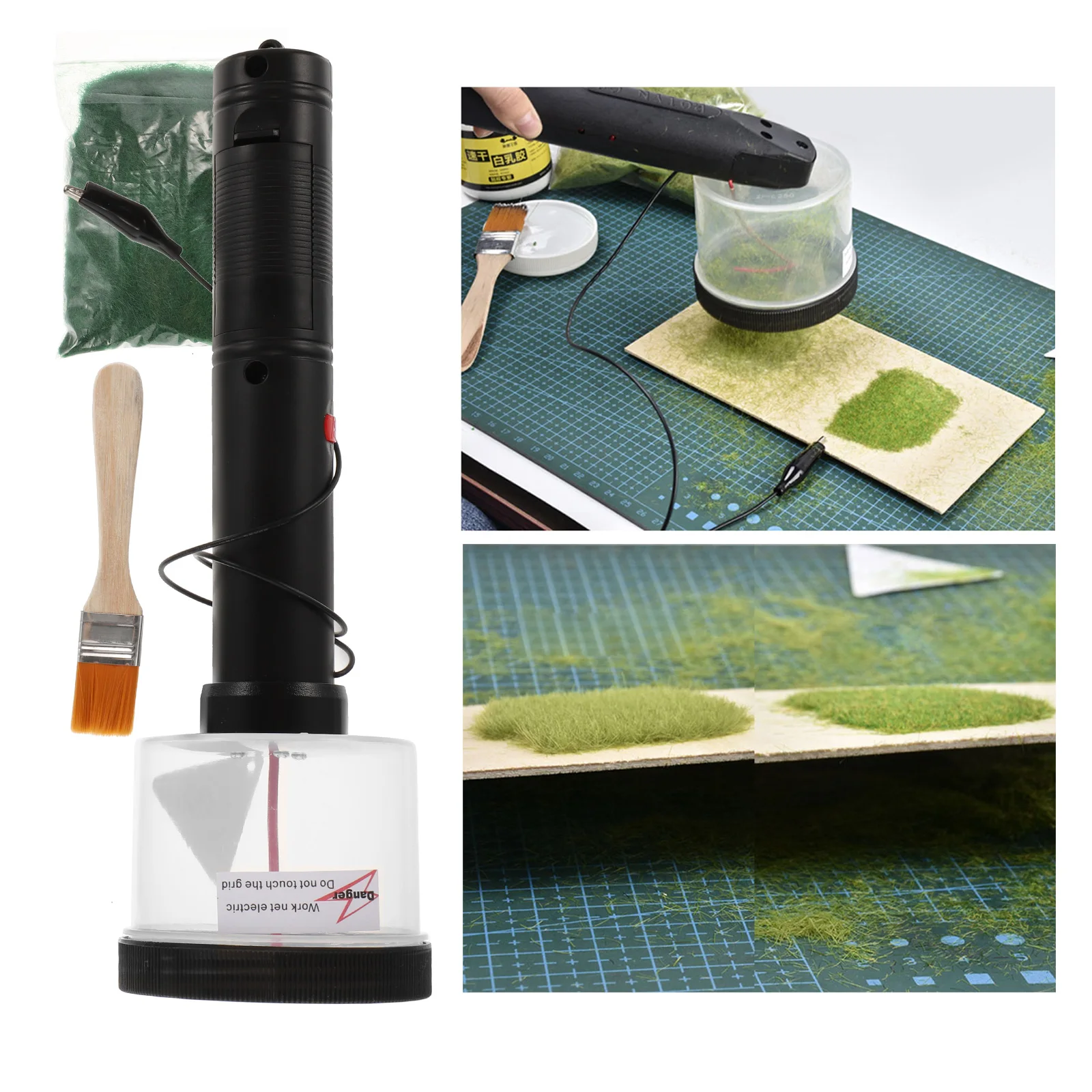 

Electrostatic Flocking Machine Portable Mini Applicator Grass Tool for Scenic Modelling S Table DIY Projects ABS Plastic Body