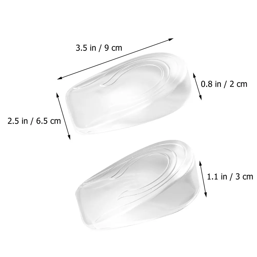 2Pairs Height Increase Insoles Gel Heel Lift Inserts Internal Shoe Pads Elastic Shock Absorbing Cushion Pads Shoe Lifts