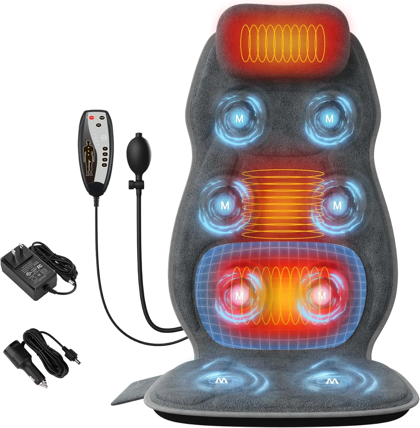 

Heated Full Body Massage Pad with Neck Pillow, 3D Lumbar Support & 8 Motors for Home Office Use