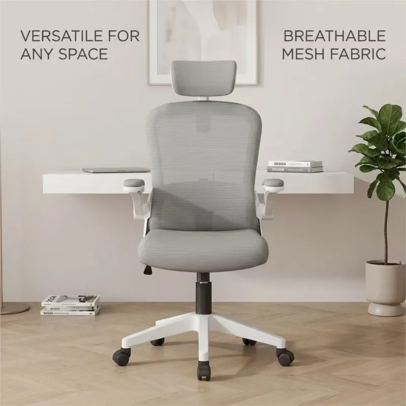 Ergonomic Office Chair With Headrest Mesh Back Adjustable Lumbar Support Swivel Computer Chair