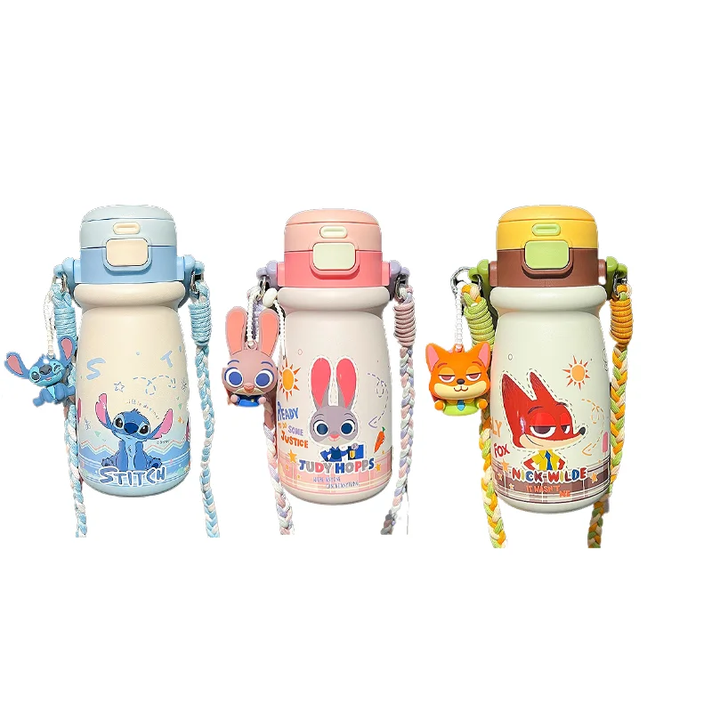 

530 мл фирменная детская изолированная чашка Disney Co, студенческая соломенная чашка для воды для школы, удобная для ношения, большая вместимость