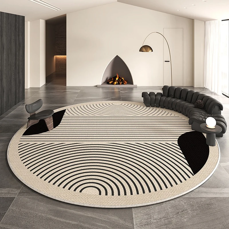 Round Living Room Carpet Fashionable Home Decoration Luxury Large Rug Sofa Lounge Coffee Table Floor Mat Minimalist French Style