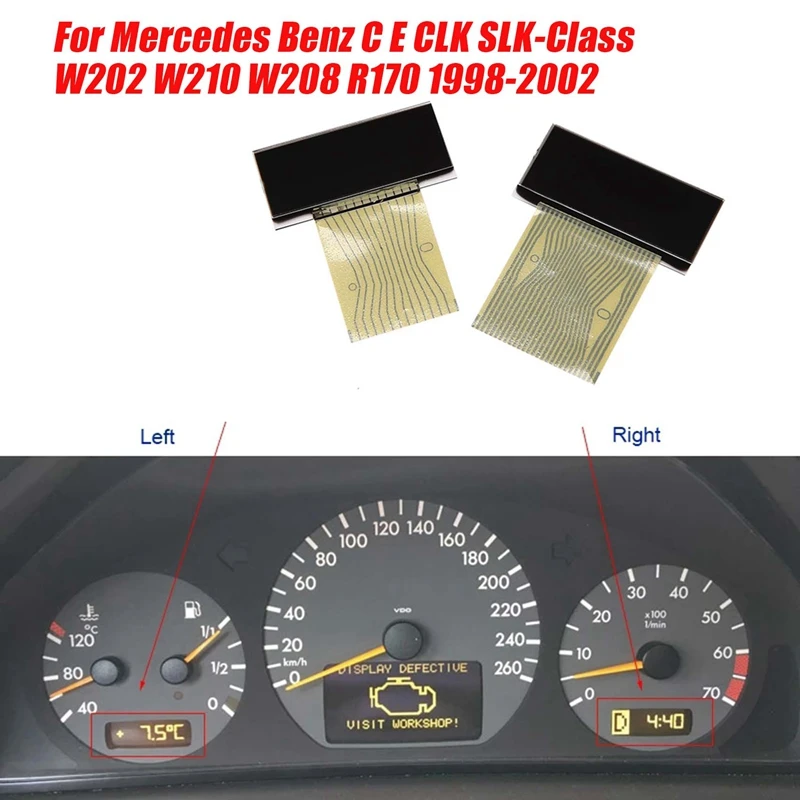 1Pair Dashboard LCD Screen For Mercedes Benz C E CLK SLK-Class W202 W210 W208 R170 1998-2002 Air-Con Information Display