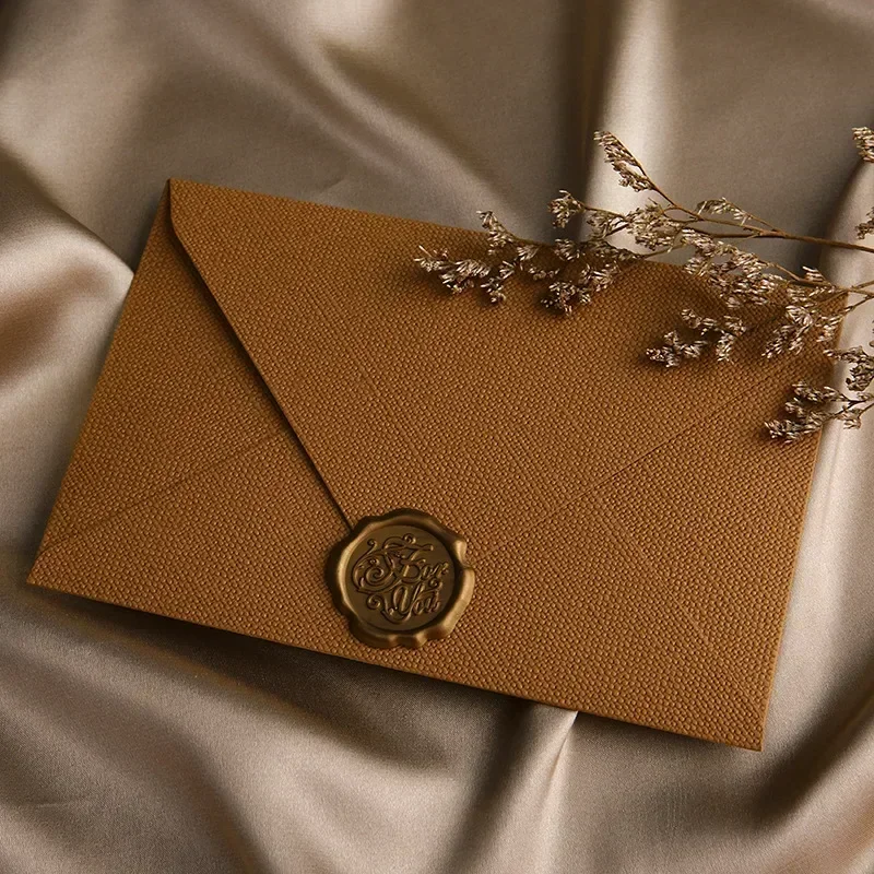 

Vintage Hemp Envelope Set | Chinese Style Love Letters, Cowhide Paper, Lacquer Invitation Postcards (1/3Pcs)