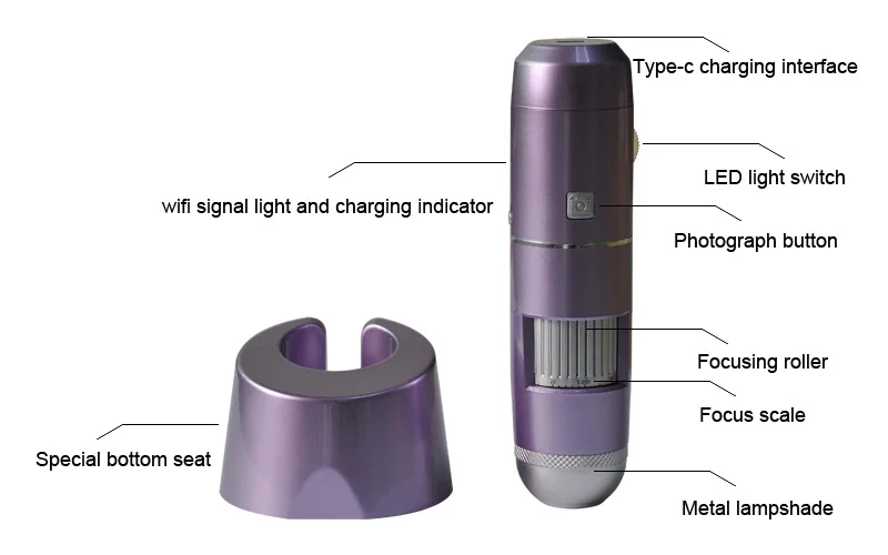 5X-200X WIFI Wireless Digital Microscope for Android IOS and Windows