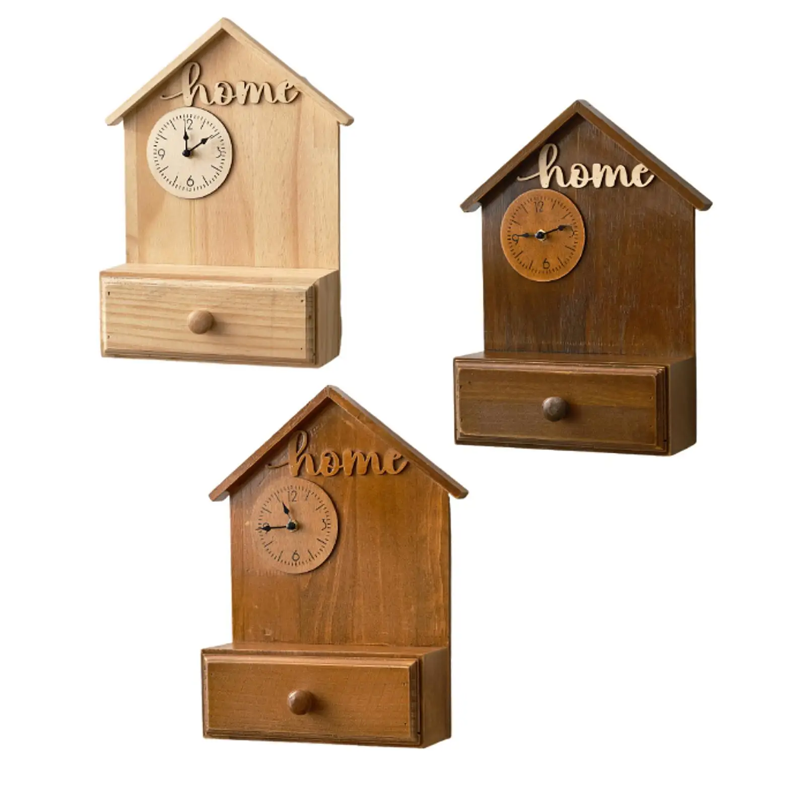 

Wall Clock Creative with Storage Drawer for Bathroom Living Room Dining Room