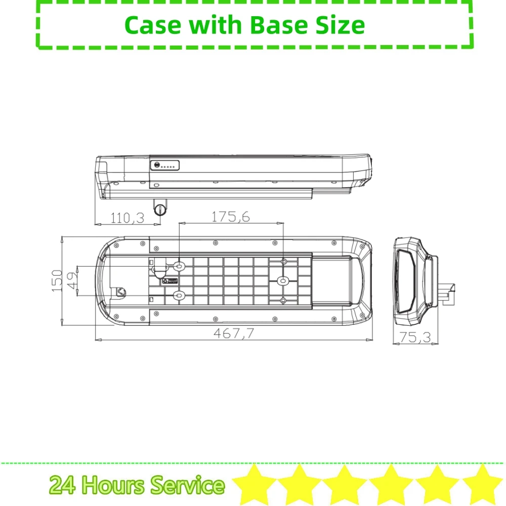 36V 37V 48V Ebike Battery Box City Bike Rear Rack Carrier E-bike Battery Case Housing for Phylion XH370-13J Wall-ES Battery Box