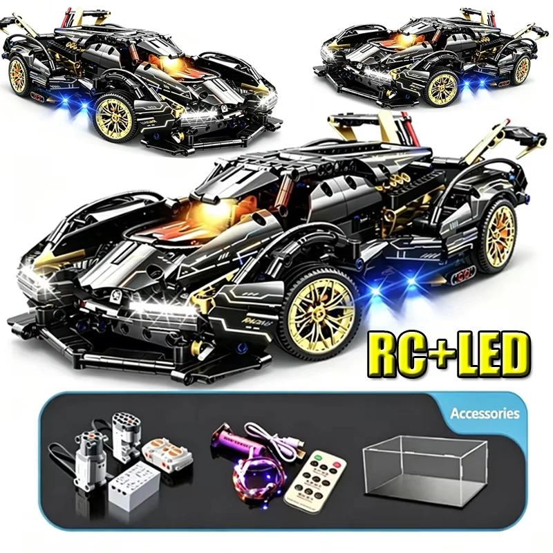 

MOC Technical Mechanical RC Sports Car Building Block Model LED Racing Ornament Drift Racing Assembly Puzzle Toy Birthday Gifts