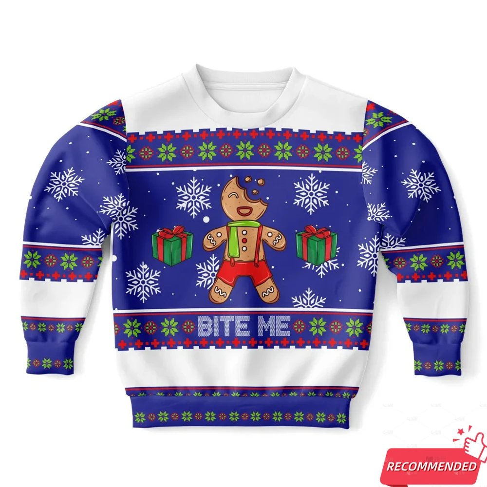 Funny Santa Claus 3D Printed Xmas Ugly Christmas Sweater New Trend Cookie Ugly Sweaters Pullover Christmas Mens Cartoon Cat Tops