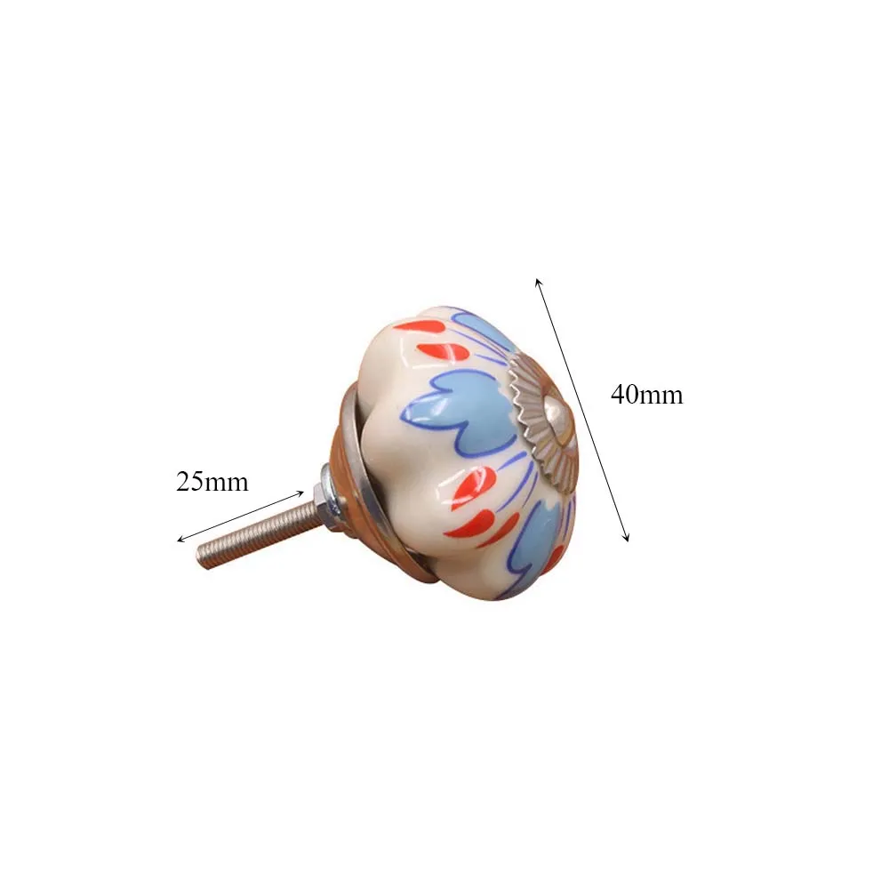 青白花柄セラミックキャビネットカボチャの形のドレッサーワードローブネジドアノブキャビネットノブプルハンドル引き出しハンドル