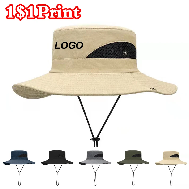 Breathable Fisherman Hat Customized Logo Men\'s and Women\'s Wide brimmed Panama Hat Outdoor Fishing and Mountaineering Hat