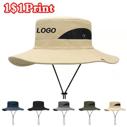 Breathable Fisherman Hat Customized Logo Men's and Women's Wide brimmed Panama Hat Outdoor Fishing and Mountaineering Hat