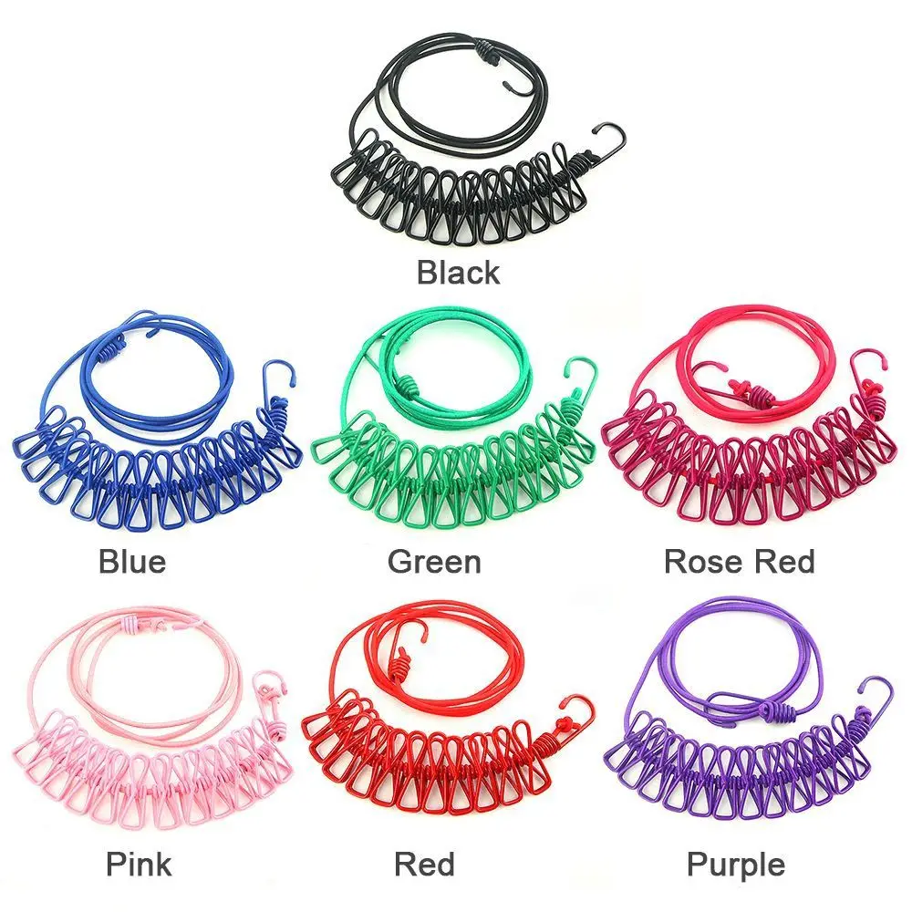 1 قطعة جديد مع 12 مقاطع الملابس الغسيل المحمولة قابل للسحب تجفيف الرف مطاطا يندبروف القماش معلقة خط مجفف الغسيل #4